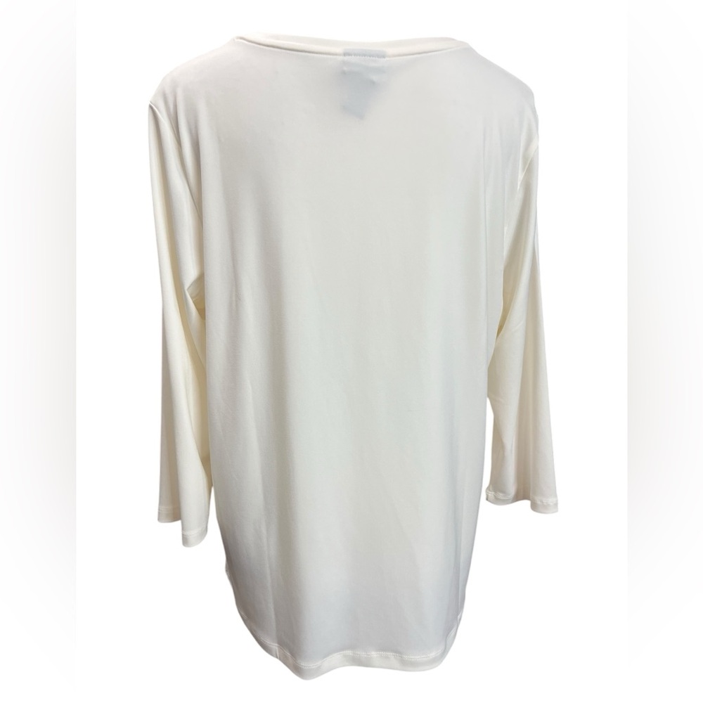 NWT Chico’s Lily Scoop Neck 3/4 Sleeve Basic Knit Top Modern Ecru Size 2 (L/12) - Picture 4 of 11